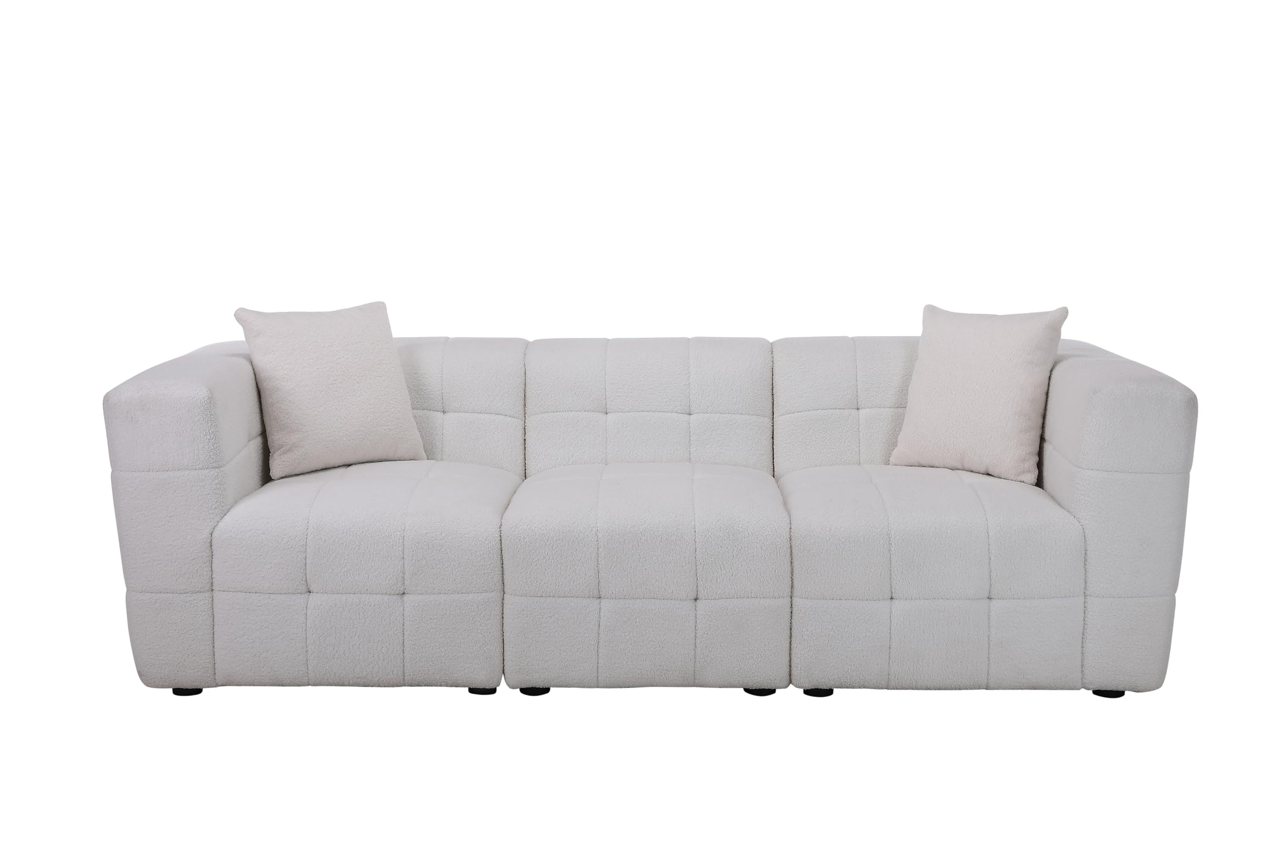 Birlea 3 Seater Sofa Settee White Boucle Teddy Fabric Cloud