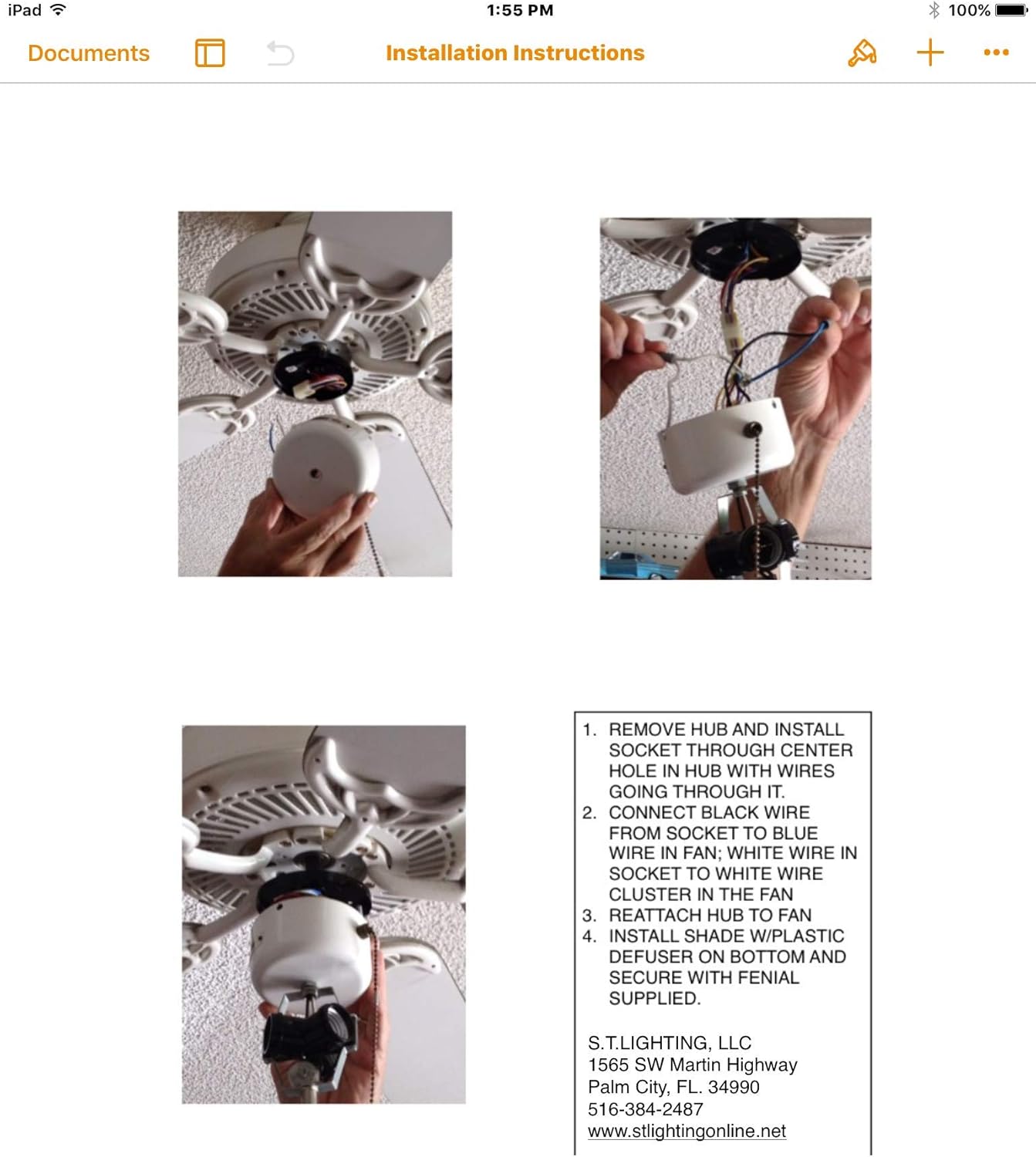 Fan Light Kit for Ceiling Fan (Black) (Fan NOT Included) Linen Drum Shade