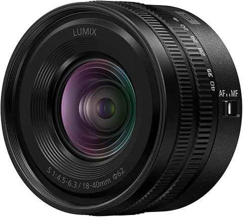 Panasonic Lumix S-R1840E 18-40 mm F4.5-6.3 L-Mount objektif, tam format geniş açıdan yarı standart kamera objektifi, değişken odak uzaklığı, siyah
