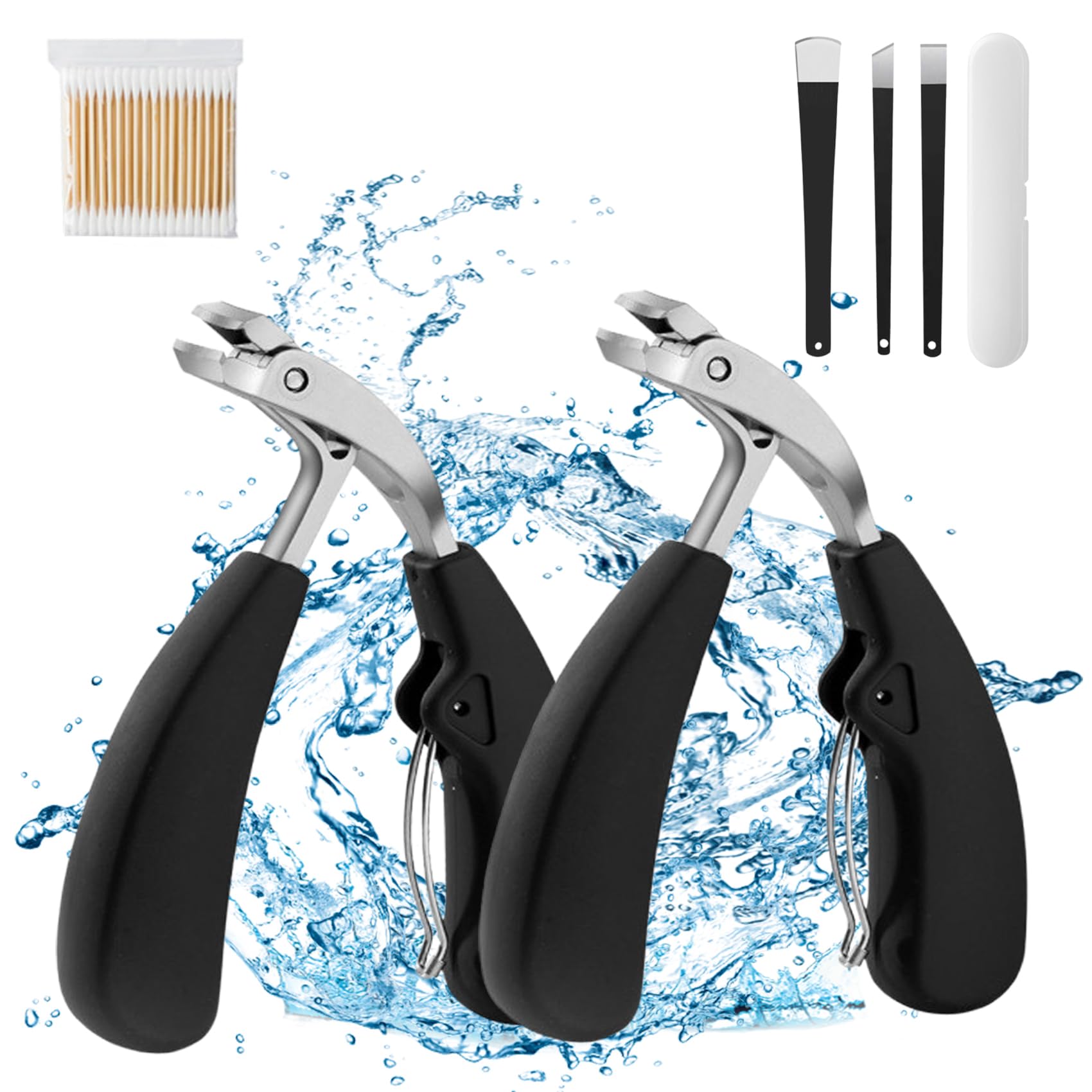 Hatmeo - Cortaúñas moderno de acero inoxidable de gran apertura, cortaúñas de acero inoxidable antiplash, recortador de uñas de cabeza ancha en ángulo, cortaúñas grueso para adultos, hombres, mujeres