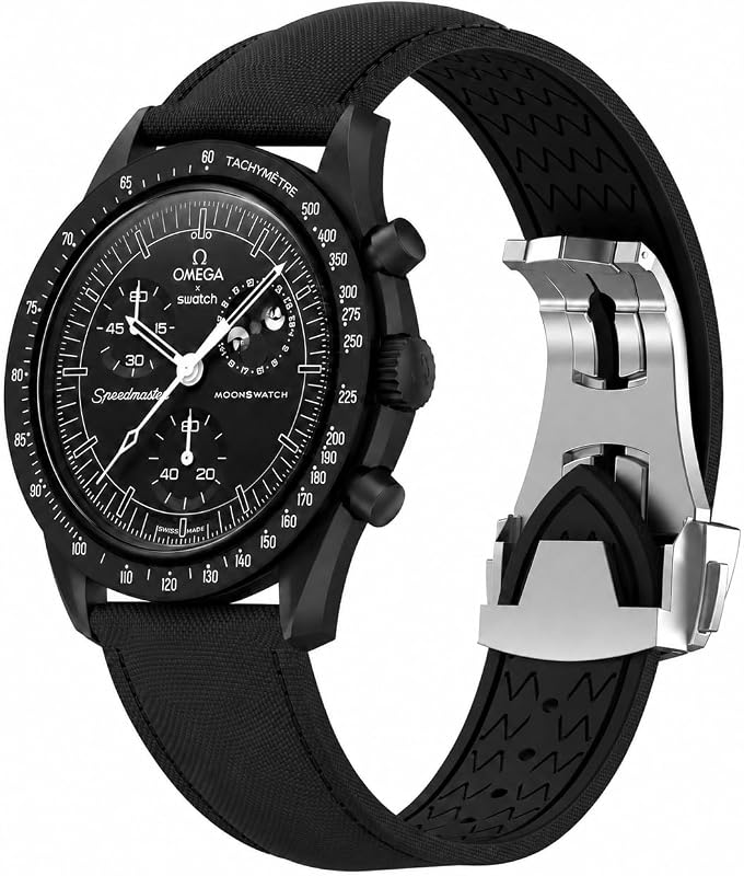 FKM Rubber Watch Strap with Deployant Clasp, 20mm 21mm 22mm Universal Quick Release Replacement Strap for Men Women,Dustproof,Sweat-proof,Oil proof Sport Soft Fluoroelastomer Wristband