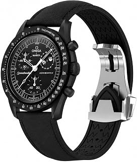 FKM Rubber Watch Strap with Deployant Clasp, 20mm 21mm 22mm Universal Quick Release Replacement Strap for Men Women,Dustproof,Sweat-proof,Oil proof Sport Soft Fluoroelastomer Wristband