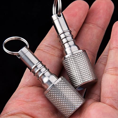 Miniatura 4 de Llavero pastillero, estuche de titanio pequeño organizador impermeable, contenedor EDC tubo de metal para acampar al aire libre, viajes, hombres y