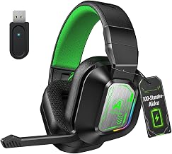 PH4 Wireless Gaming Headset with Microphone, Game/Music Mode, 2.4GHz Bluetooth Gaming Headphones for PS5, PS4, PC, Switch, Low Latency Lossless Sound Foldable Noise Cancelling Black Green