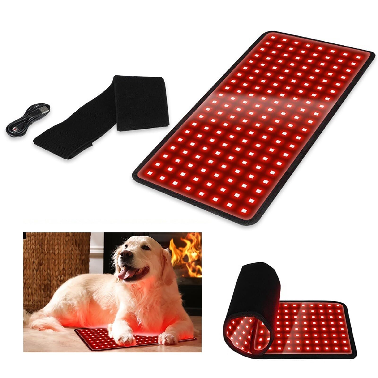 Red Light Therapy Belt for Pets, Portable Timing Anti-Licking Infrared Red Light Therapy Device, for Pain Relief, Wound Care in Dogs, Cats, Horses