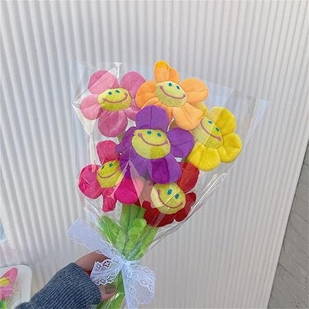 Amazon Amazon限定ブランド Lozizi スマイルフラワー 韓国 ぬいぐるみ花束 ブーケ 枯れない花 花 フラワーブーケ 造花 贈り物 ギフト お見舞い プレゼント 誕生日 記念日 母の日 女性 彼女 友達 お祝い メッセージカード付き Purple 造花 オンライン通販