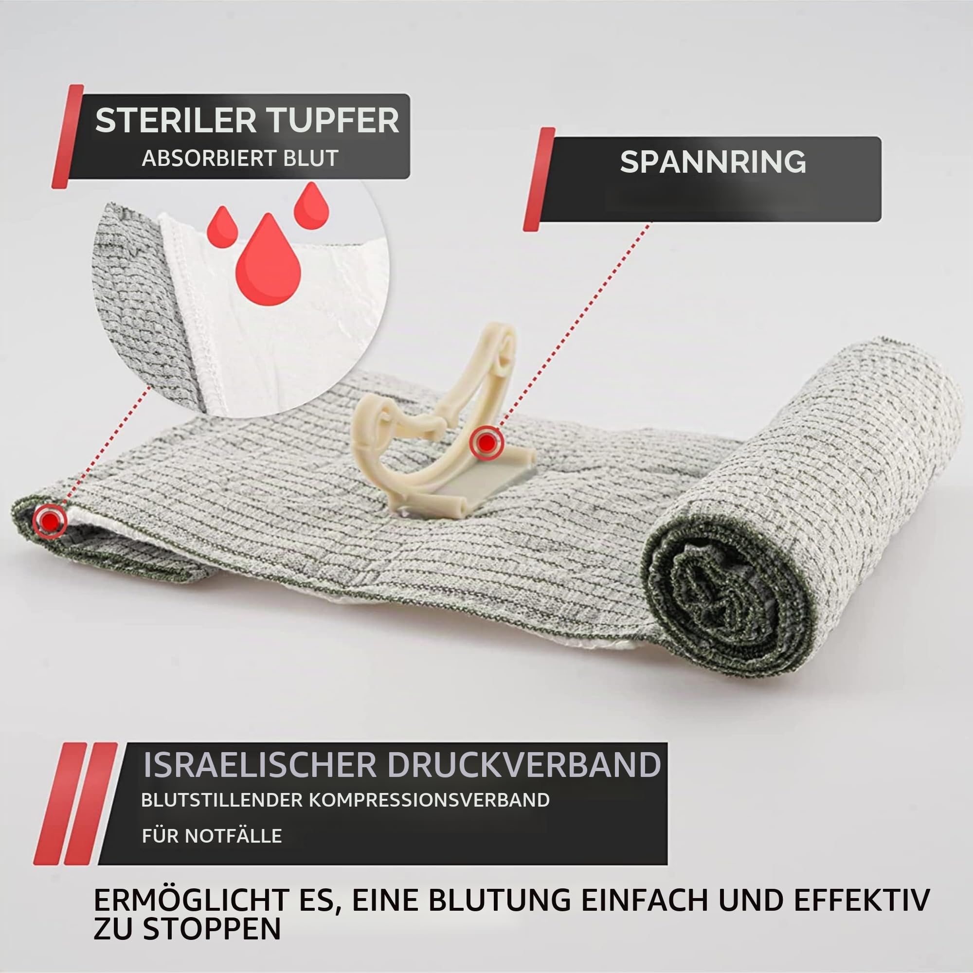 Tourniquet Tourniquet - Professionelle medizinische Ausrüstung für Erste Hilfe - Komplettes Erste-Hilfe-Set - Militärische Ausrüstung - Bandagen/Scheren/Überlebensdecke