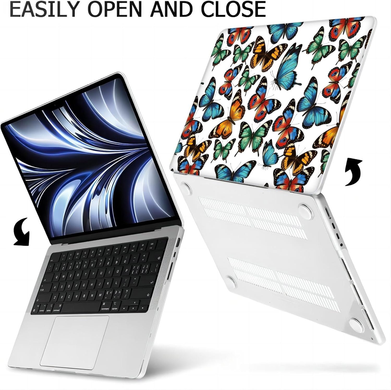 Compatible with MacBook Neo 13-inch, Hard Shell Case with Keyboard Cover and Screen Protector (A3404 A18 Pro chip, 2026 Release) - Butterflies MD8607