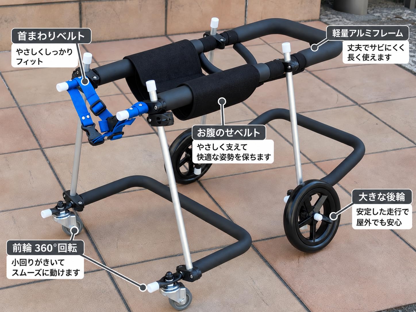 Amazon.co.jp: 歩犬舎 犬用車椅子 小型犬用 4輪 オーダーメイド 歩行器