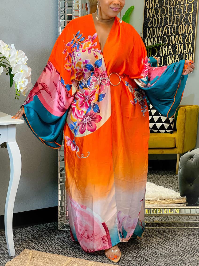 cu4eve Summer Cardigan For Women Lightweight Satin Open Front Long Kimono Swimsuit Cover Ups Silk Robe Plus Size