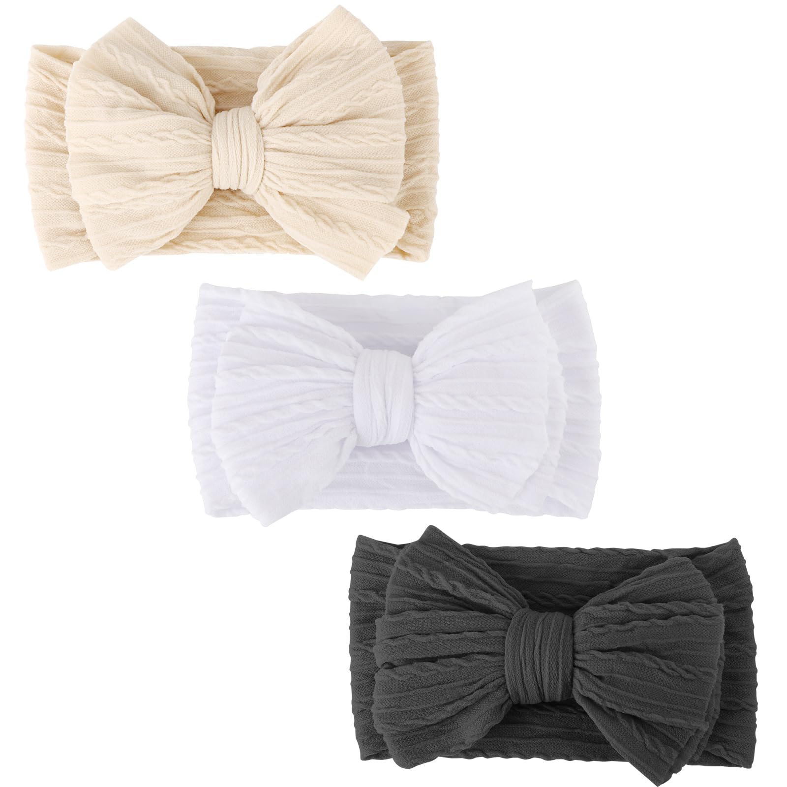 DRESHOW 3 Pack Girls Headbands Stretchy Nylon Headbands Handmade Hair Accessories for Newborn Infant Toddlers Kids — view 20