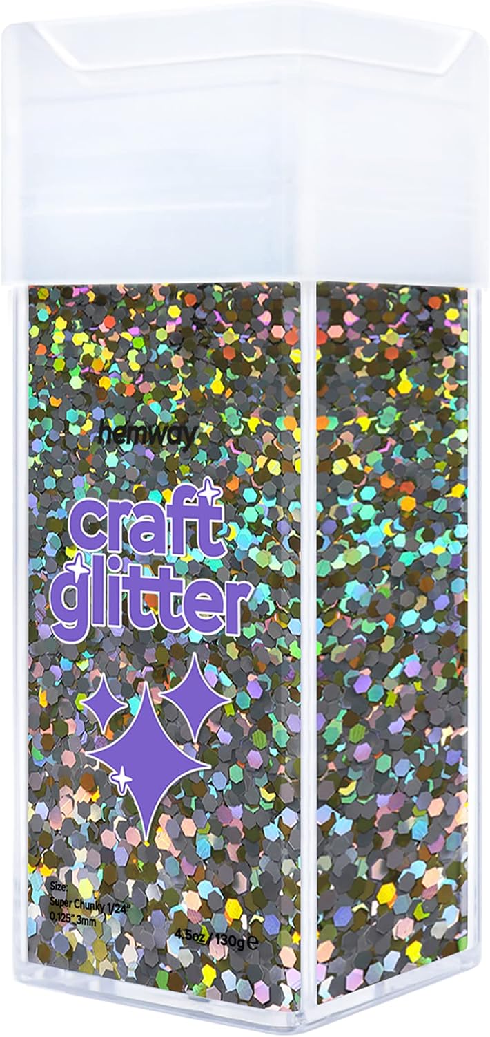Hemway Glitter Shaker Gold Silver Holographic 110g Super Chunky, Craft Glitter Shaker for Resin & Epoxy Crafts