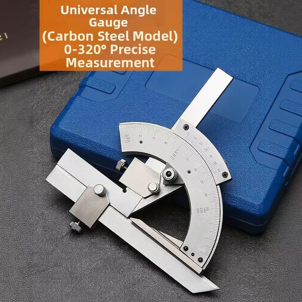 Righello angolare di precisione in acciaio inox 0-320°, con scala di incisione, per angoli interni ed esterni, robusto per lavorazione del legno e metallo, 15 cm (C)