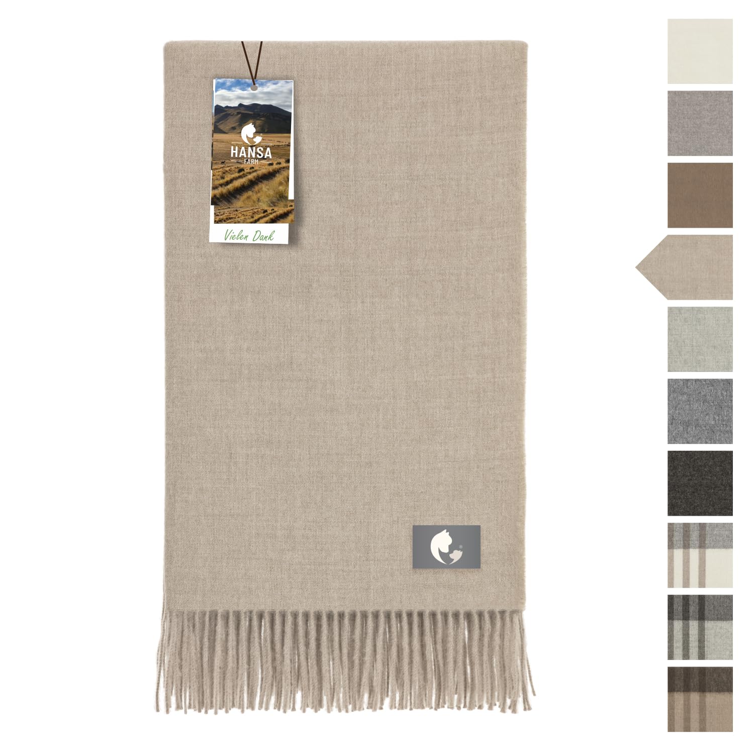 HANSA-FARM | Extra Large Couverture bébé alpaga - 200 x 130 cm - Doux et Moelleux en 100% Laine d'alpaga bébé Plaid Couvre-lit Beige/Crème uni (Marron)