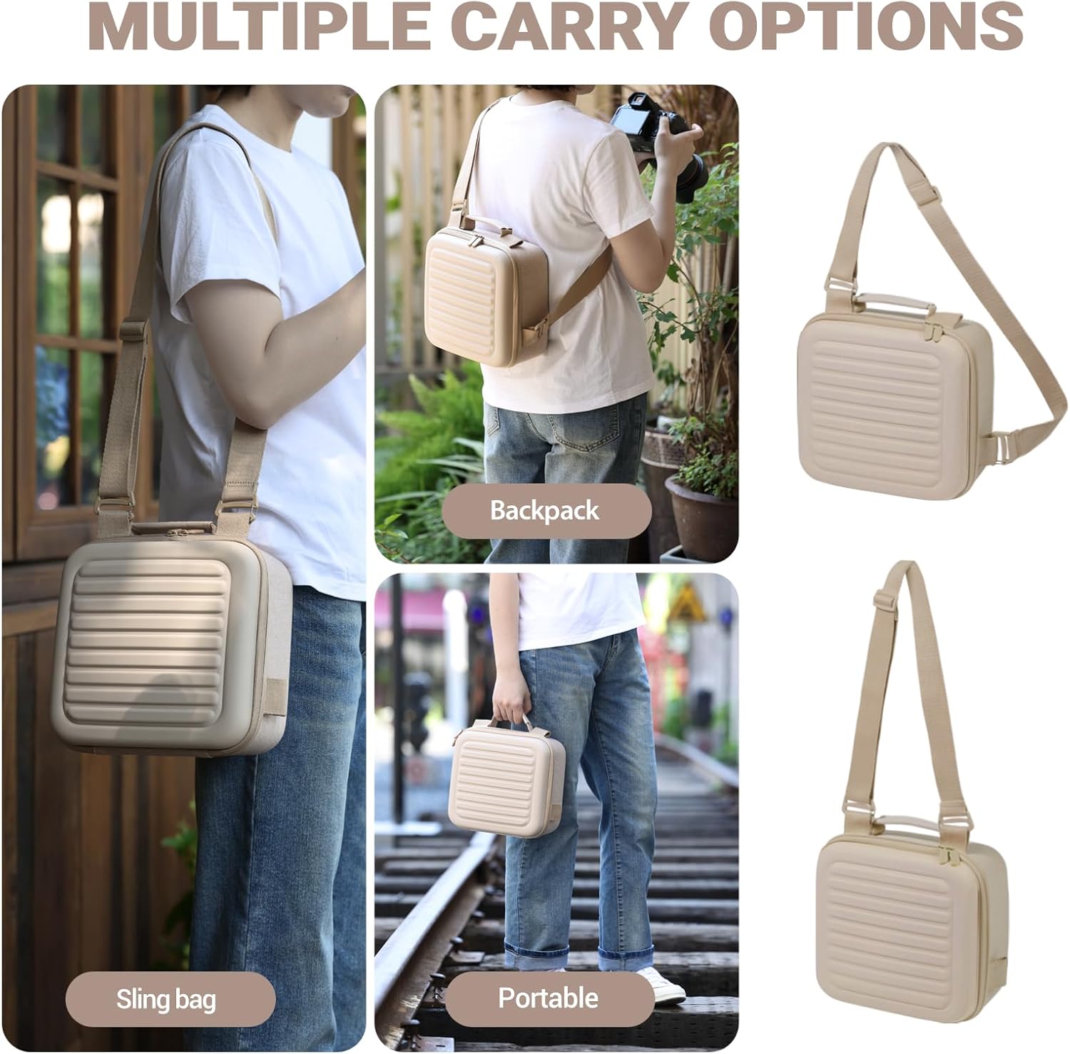 Camera Case Compatible with Canon EOS Rebel T7/R50/R6 Mark II/R100/R50 V/T6/R8/R10/R5 Mark II/RP/R7/5D Mark IV/SL3/R5/T100 DSLR SLR Camera, Lens and Tripod with Moveable Dividers and Shoulder Strap - Image 3