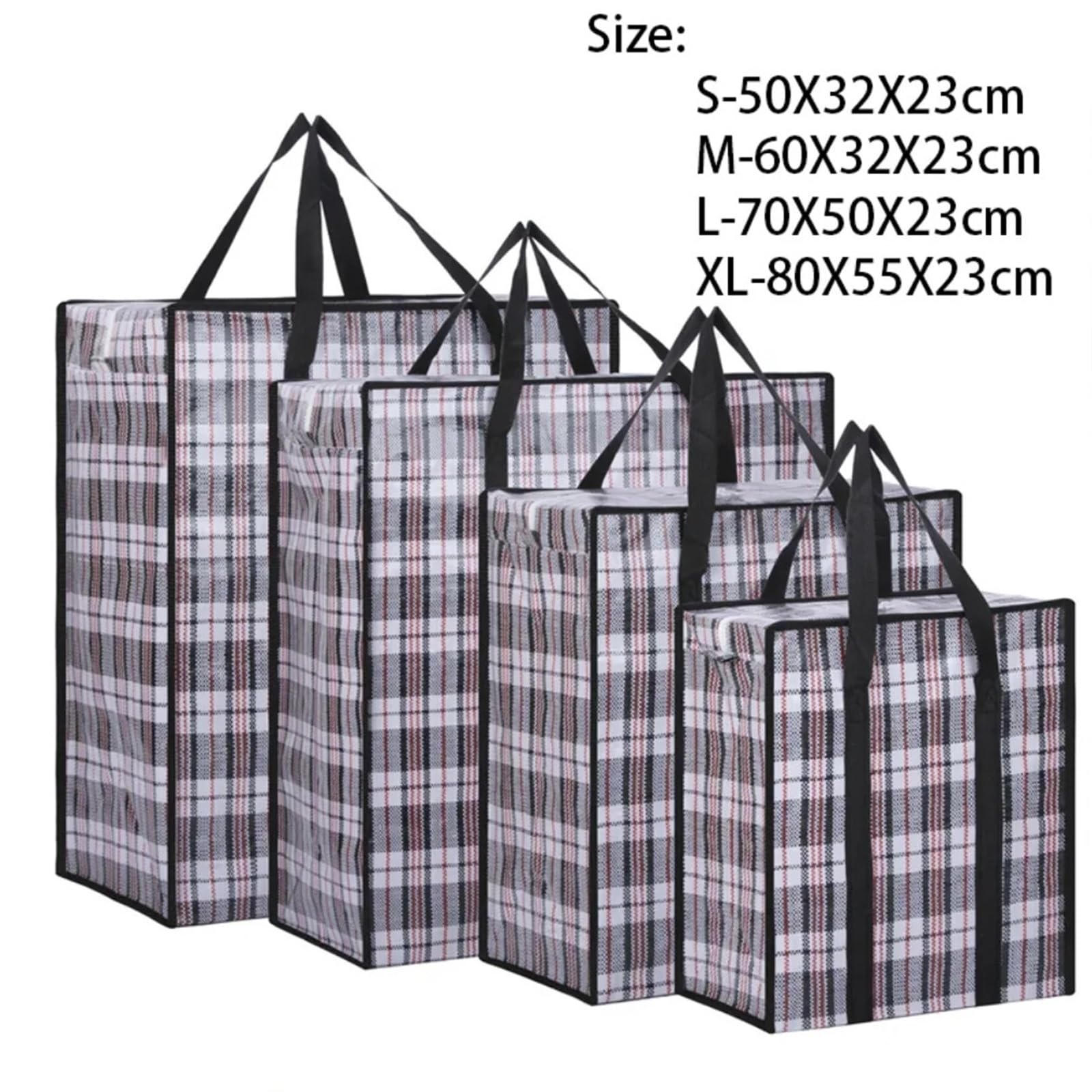 Umzugstaschen Extra große tragbare, Faltbare Reisetasche, verdickbare Kapazität, wasserdichte Gepäckaufbewahrung, bewegliche Verpackung, gewebt für Umzug(Black,XL-80x55x23cm)