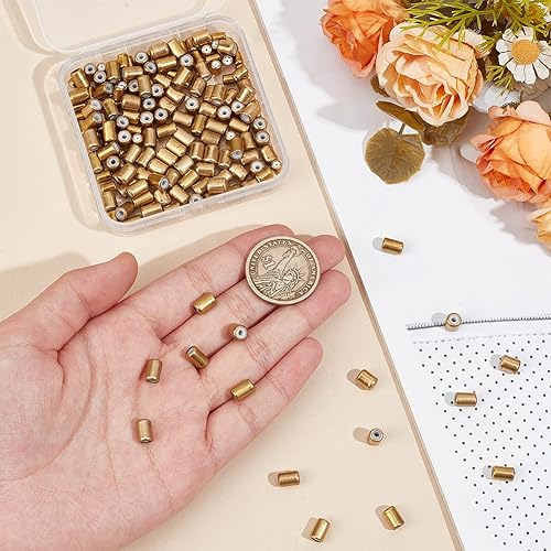 Miniatura 3 de 180 cuentas de goma de latón de 3 estilos con silicona en el interior cilíndrico de 0.031 in ~ 0.071 in Rondelle cuentas deslizantes para bricolaje,