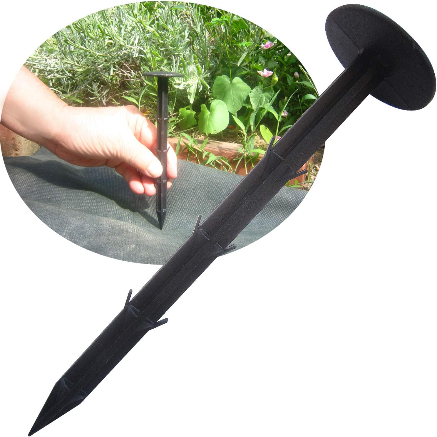 Astro 602-43 Weed Barrier Steadying Pins, Pins for Securing in Place, Pegs, Nails, Resistant to Loosening, Horticulture, Fields, Gardening, 120 Pieces, Black
