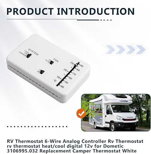 Miniatura 4 de Termostato para autocaravana, termostato analógico de repuesto para RV Camper 3106995.032 12V CC (solo fríohorno)