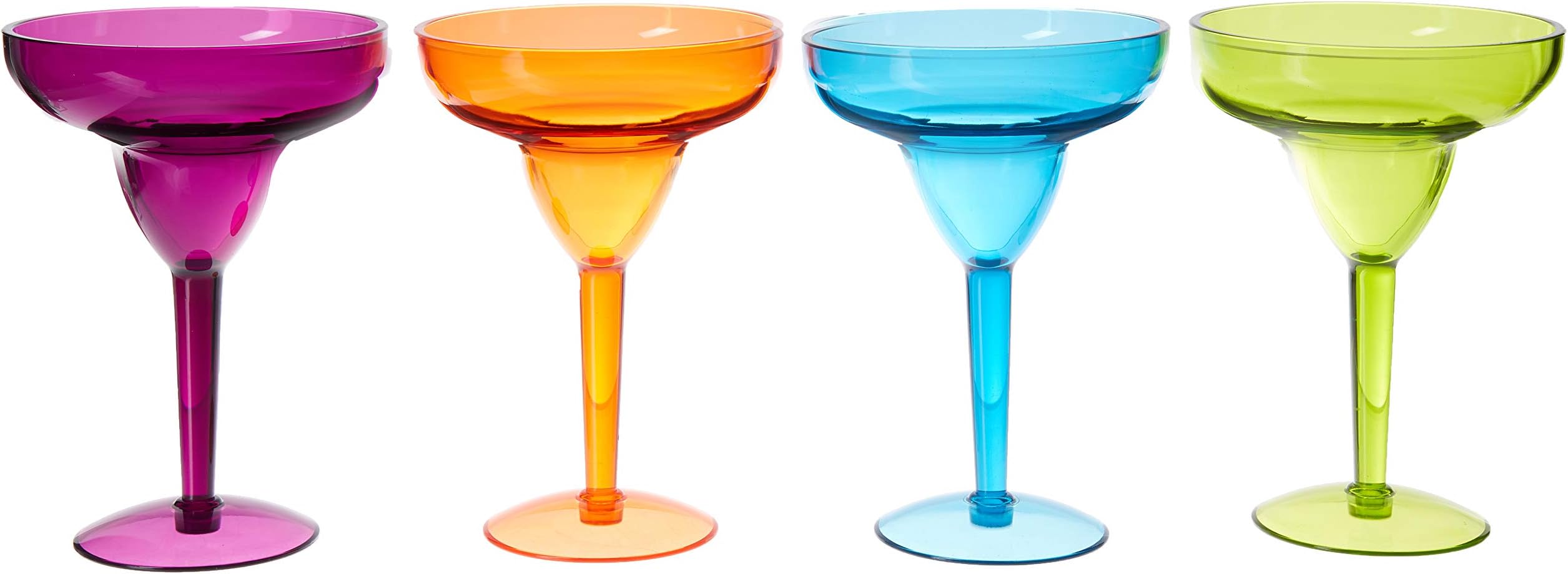 CreativeWare Margarita, 12 ounces, Citruis Glass Set, 4 Count (Pack of 1), Orange, Purple, Citrus Green Sky Blue