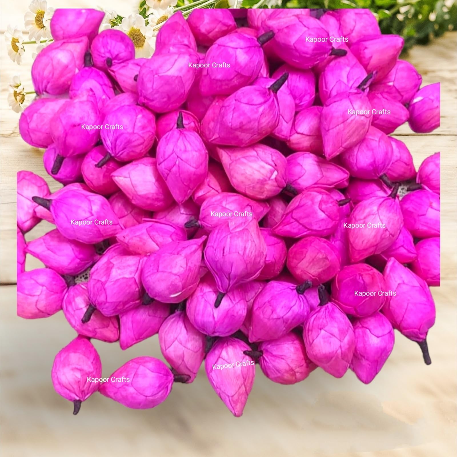 10 Pcs Artificial Sola Wood Paper Fake Lotus Bud Flowers for Decorations Garland Making Pooja Decor Wedding Housewarming Table Decorations (4 cms), Pink
