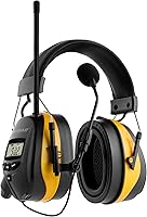 Vista 21 de Cascos protectores de oídos PROTEAR con radio AM/FM, auriculares con reducción de ruido de 25dB, orejeras de seguridad con pantalla digital