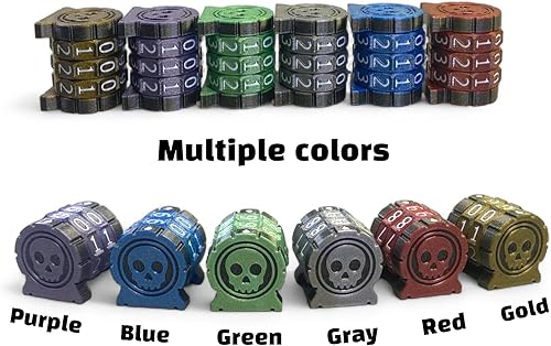 Miniatura 3 de Contador de vida - Contador de juegos - HP Tracker para MTG, D&D, TRPG, juegos de mesa, juegos de mesa, juegos de cartas... (6 anillos rojos+1 medio)