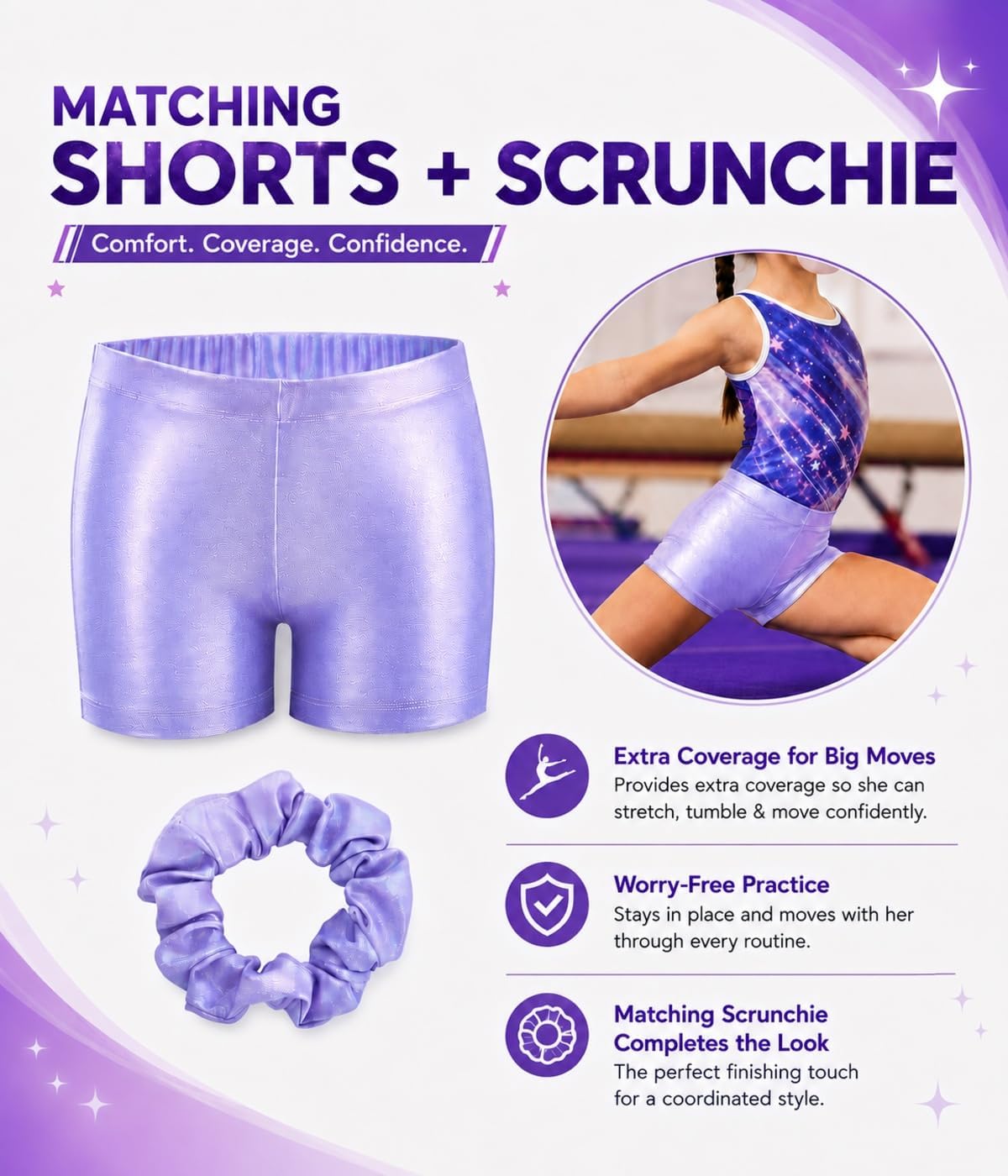 Gymnastics Leotards for Girls 5-Piece for 3-12 Years Outfit image 5