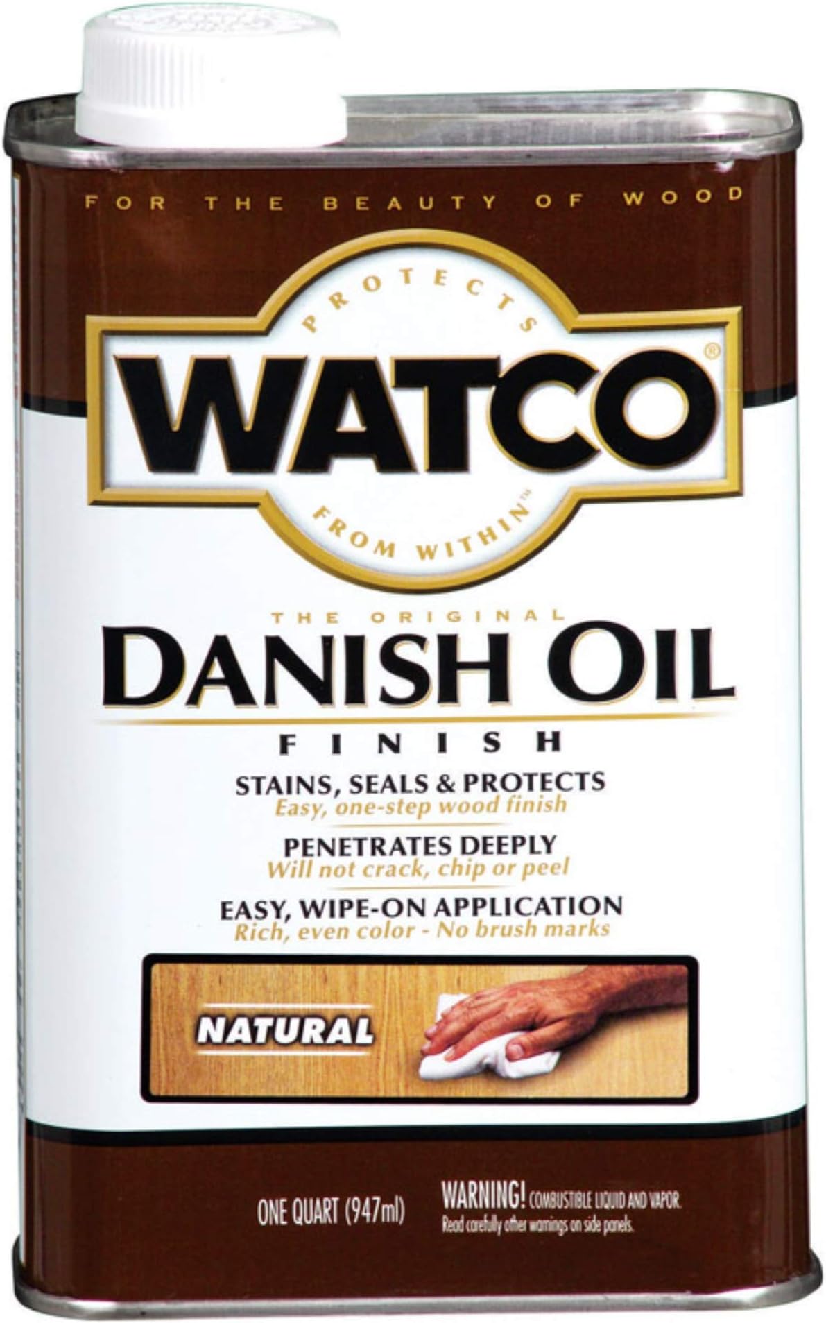 Rust-Oleum A65741 Watco Danish Oil Wood Finish for Interiors (Natural Wood Stain Color - 946 ML)
