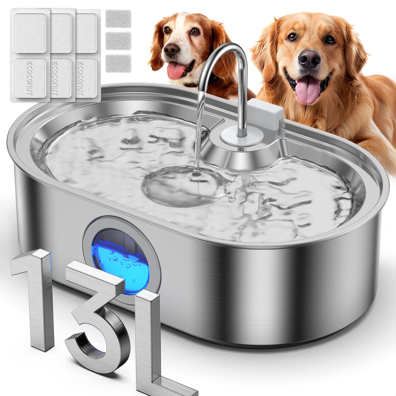 Photo 1 of ECOCONUT 3.4Gal Dog Water Fountain (Silver)