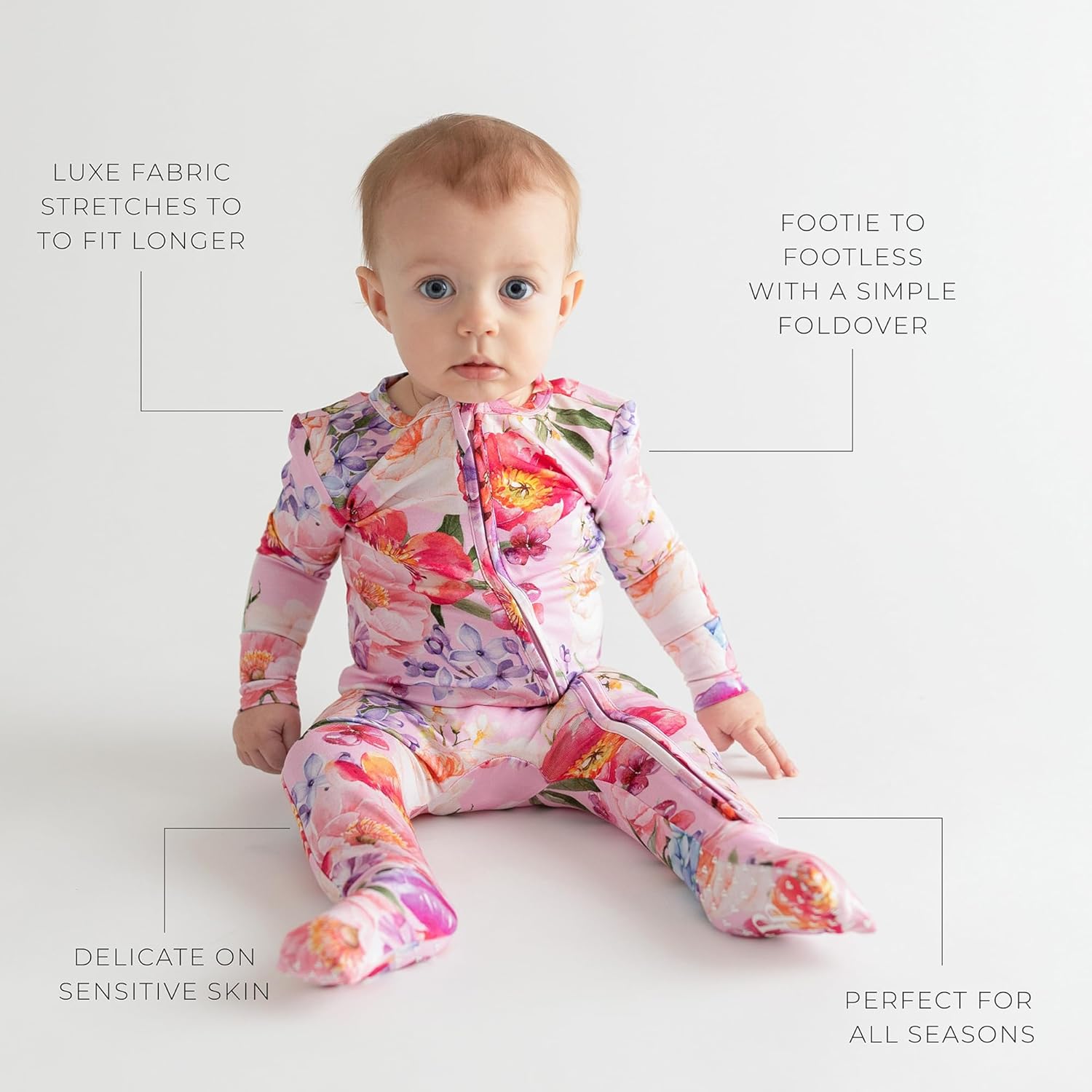 Posh Peanut Convertible Baby Sleepers - Girls Footless Baby Pajamas with 2 Way Zipper for Easy Diaper Changes - Brisa, 9-12 Months - Image 5