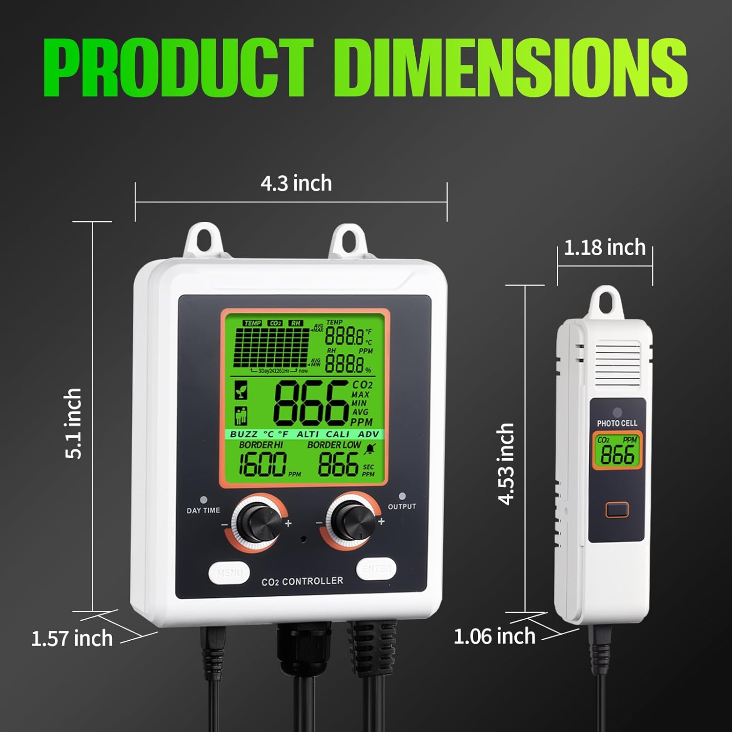 CO2 Controller for Plant Growth, Dual-Plug System for Direct Connection to CO2 Regulator and Exhaust Fans.Suitable for Greenhouses, Grow Room, and Plant Factory