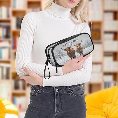 Miniatura 7 de JUNZAN Estuche de lápices de personalidad personalizado con vaca escocesa de las tierras altas escocesas, bolsa para lápices, bolsa para bolígrafos