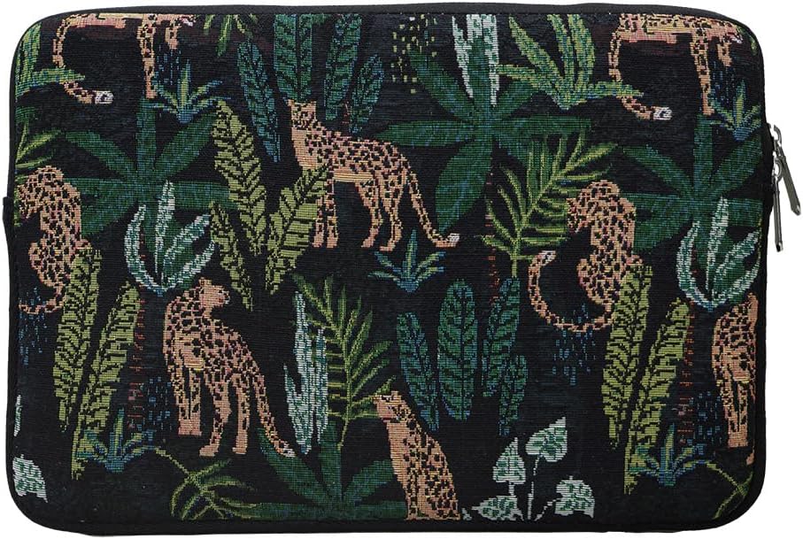 Brocade Laptop Sleeve for MacBook Air/Pro/Neo Butterfly and Botanical Pattern Slim Fit 13.3/13.6 Inch 34.5x24.5x2.5cm (Leopard, 13.3/13.6 Air/Pro/Neo)