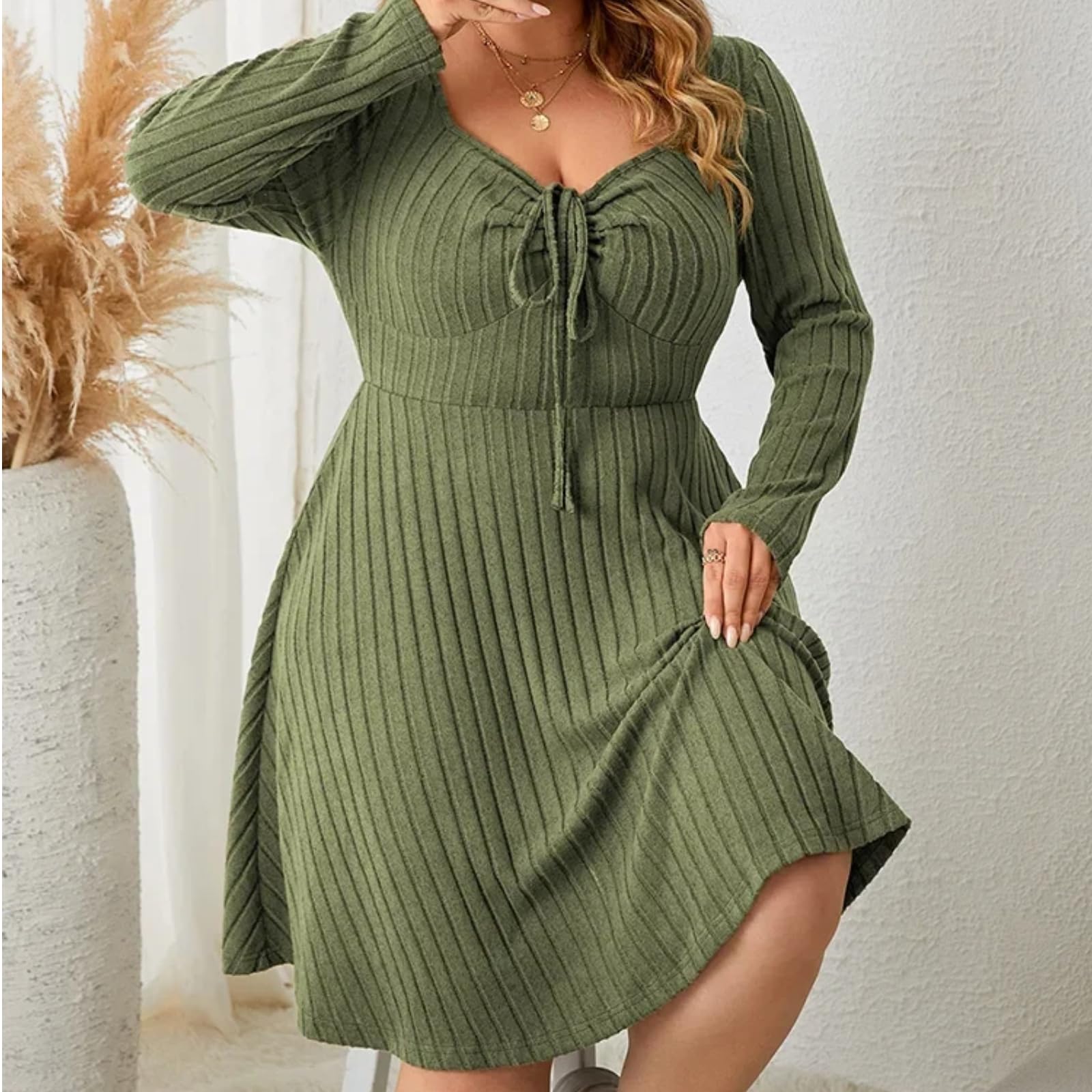 Vestido De OtoñO Nuevo A-Line con Acabado De Mujer Y Vestidos Vintage De Manga Larga Y Vestidos Casuales De Invierno De Punto Lateral