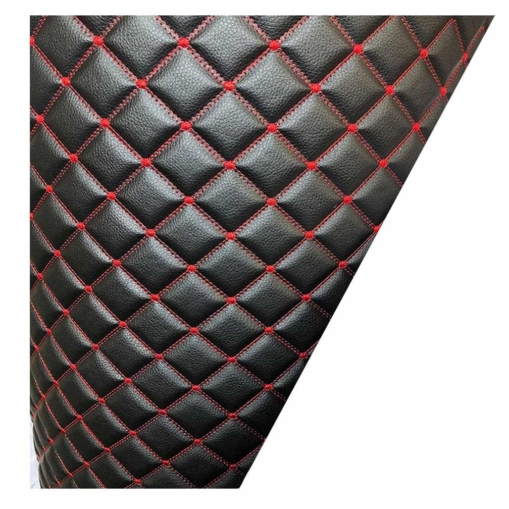 JNTFNE Quilted Faux Leather Vinyl PVC Fabric Waterproof Diamond Stitch Padded Cushion Linen Wadding Backing Upholstery(Black,1.6x7m)