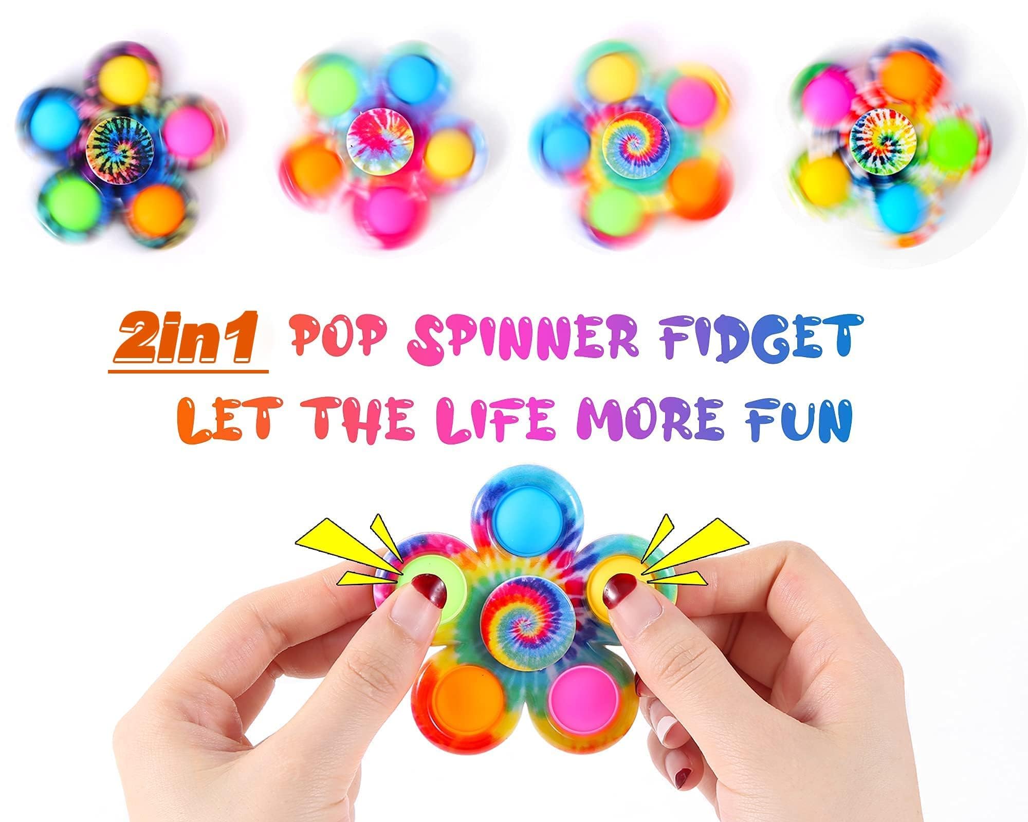 SCIONE Pop Fidget Spinner Toys 4-pak, upominki na imprezę, Boże Narodzenie, zabawki fidget, zestaw zabawek sensorycznych dla dzieci, proste, ADHD, odprężające, ręczne błystki