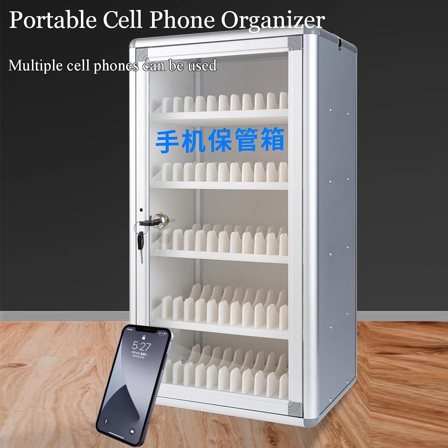 Creative Aluminum Alloy Cell Phone Safe Deposit Box - 36 Position Storage Cabinet with Safety Locks, Secure & Spacious, Ideal for Offices, Schools, and Homes