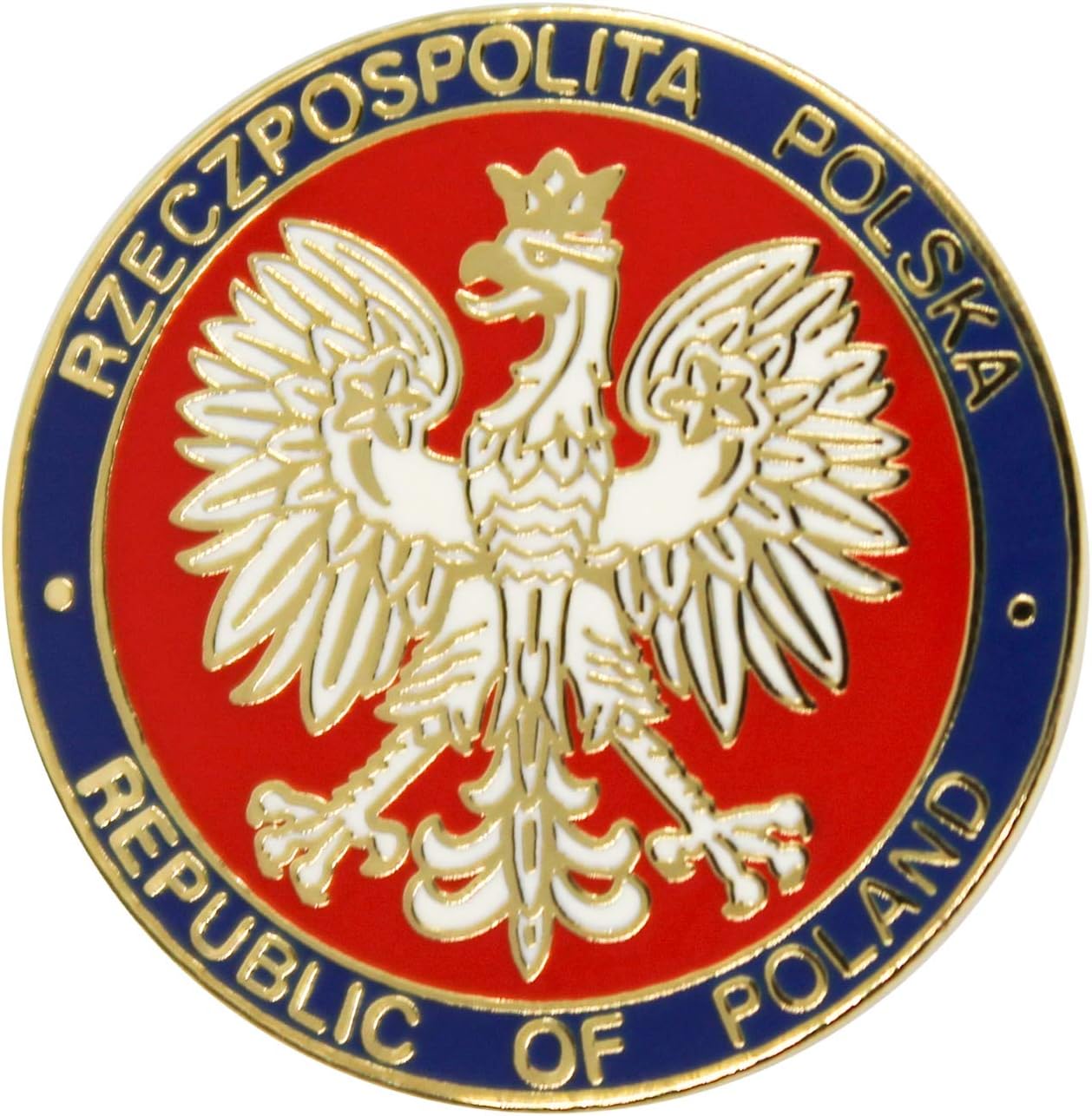 Polish White Eagle Lapel with pin and Butterfly Clutch on The Back, Rzeczpospolita Polska, Republic of Poland