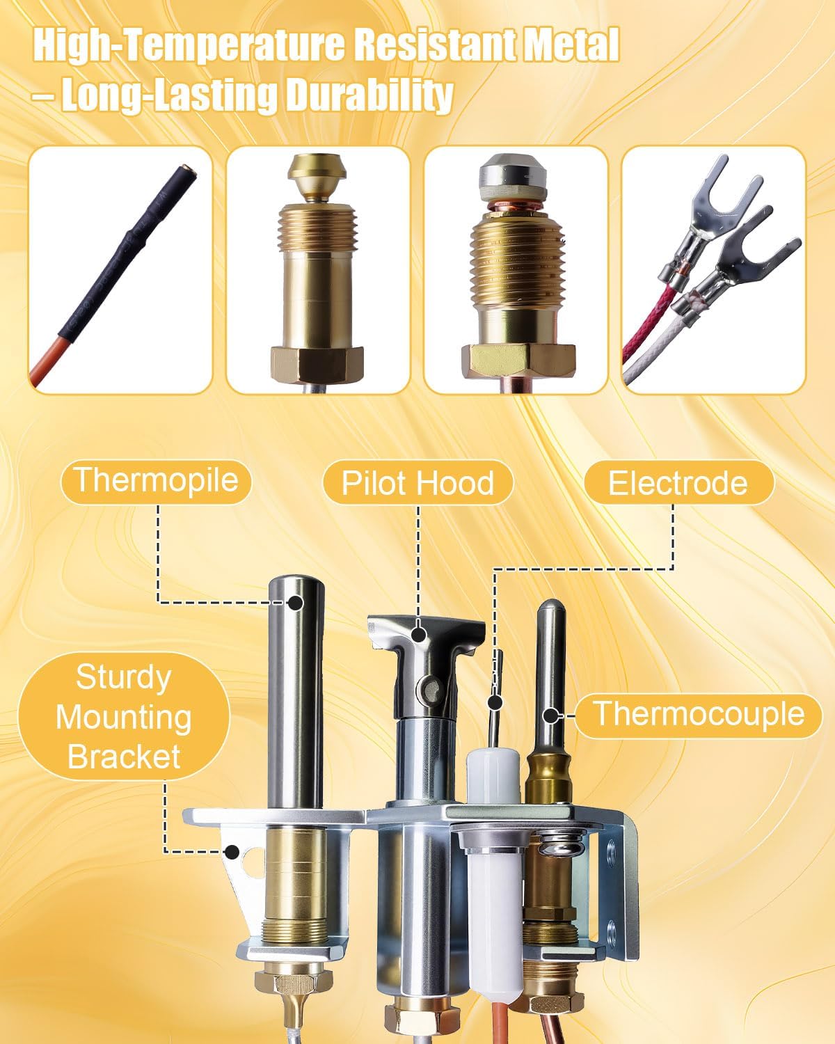 25660 4021-732 Pilot Assembly Natural Gas (NG) Fit for Heatilator GNDC33, GNDC36, Heat-N-Glo Quadrafire Stove and Fireplace, 25174 Natural Gas Pilot Assembly with Thermocouple Thermopile Electrode