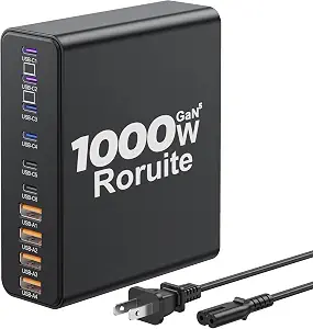 1000W USB-C Charging Station with 10 Ports, 120W PD GaN5 Fast Charger for Multiple Devices