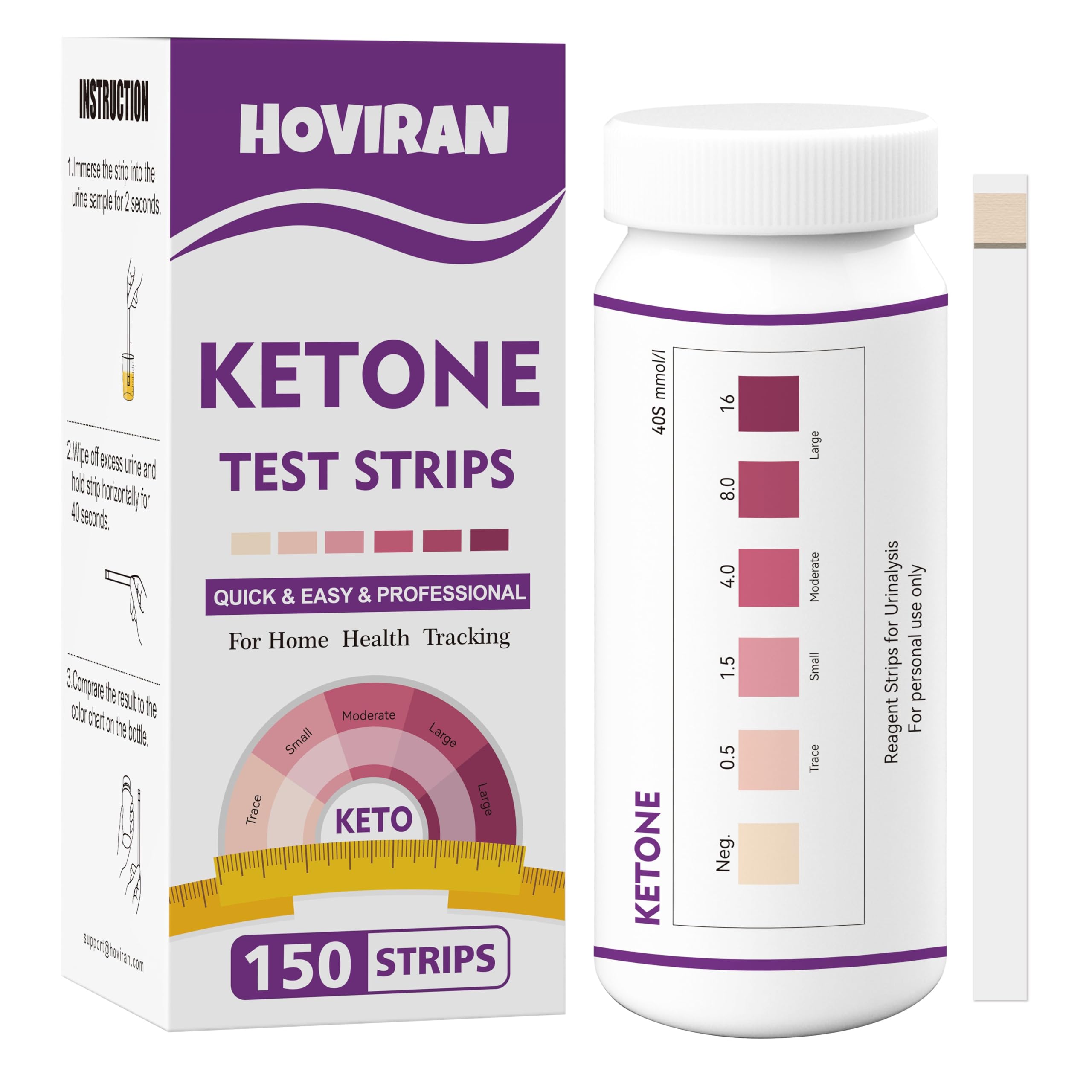 Ketone Test Strips, 150 ct Urine Tests for Ketosis Ketogenic Low-Carb Diet