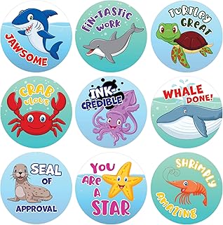 Under The Sea Teacher Reward Stickers for Kids, Motivational Grading Stickers for Student Incentives - 1,080 Count