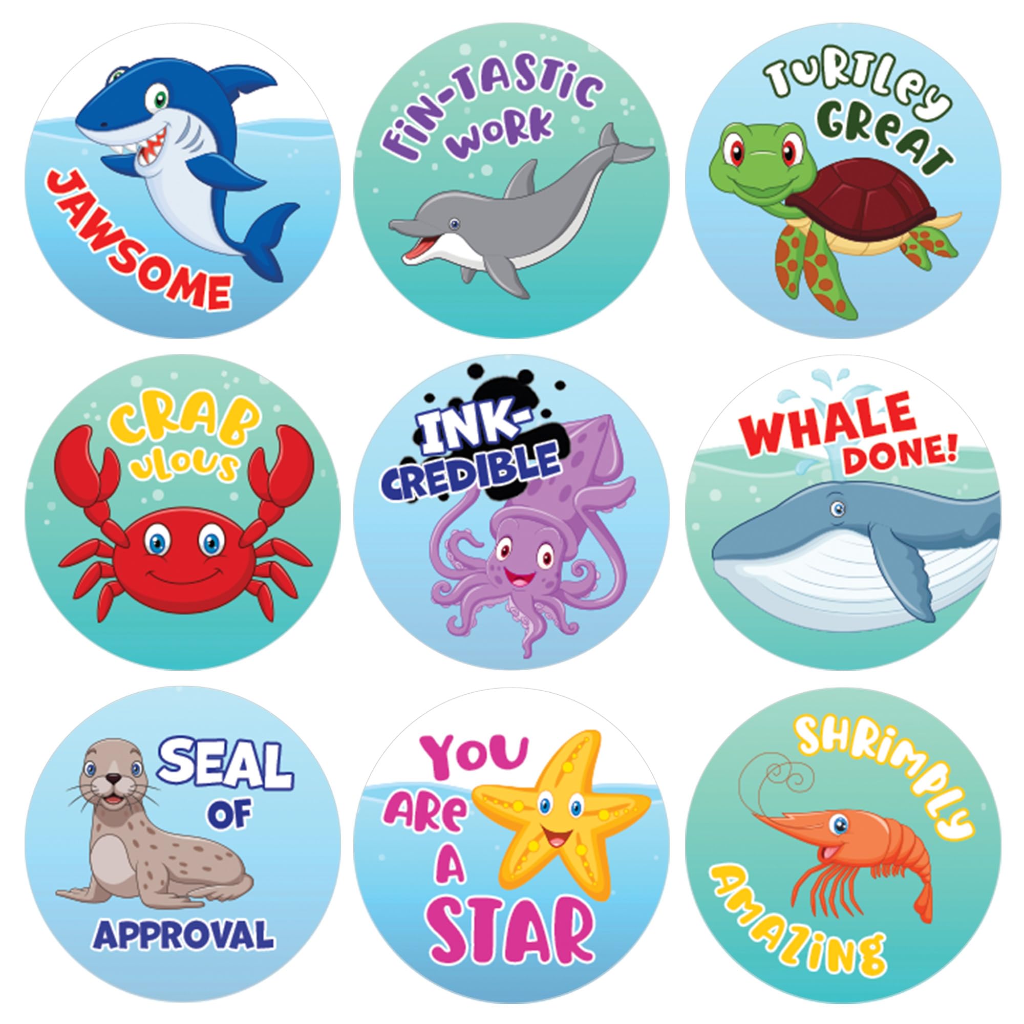 Under The Sea Teacher Reward Stickers for Kids, Motivational Grading Stickers for Student Incentives - 1,080 Count