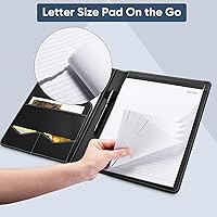 Vista 4 de Pacific Mailer Padfolio Portafolio Carpeta de Cuero, Organizador de Documentos Legales para Entrevistas, Tarjetero Incluye Bloc de Escritura