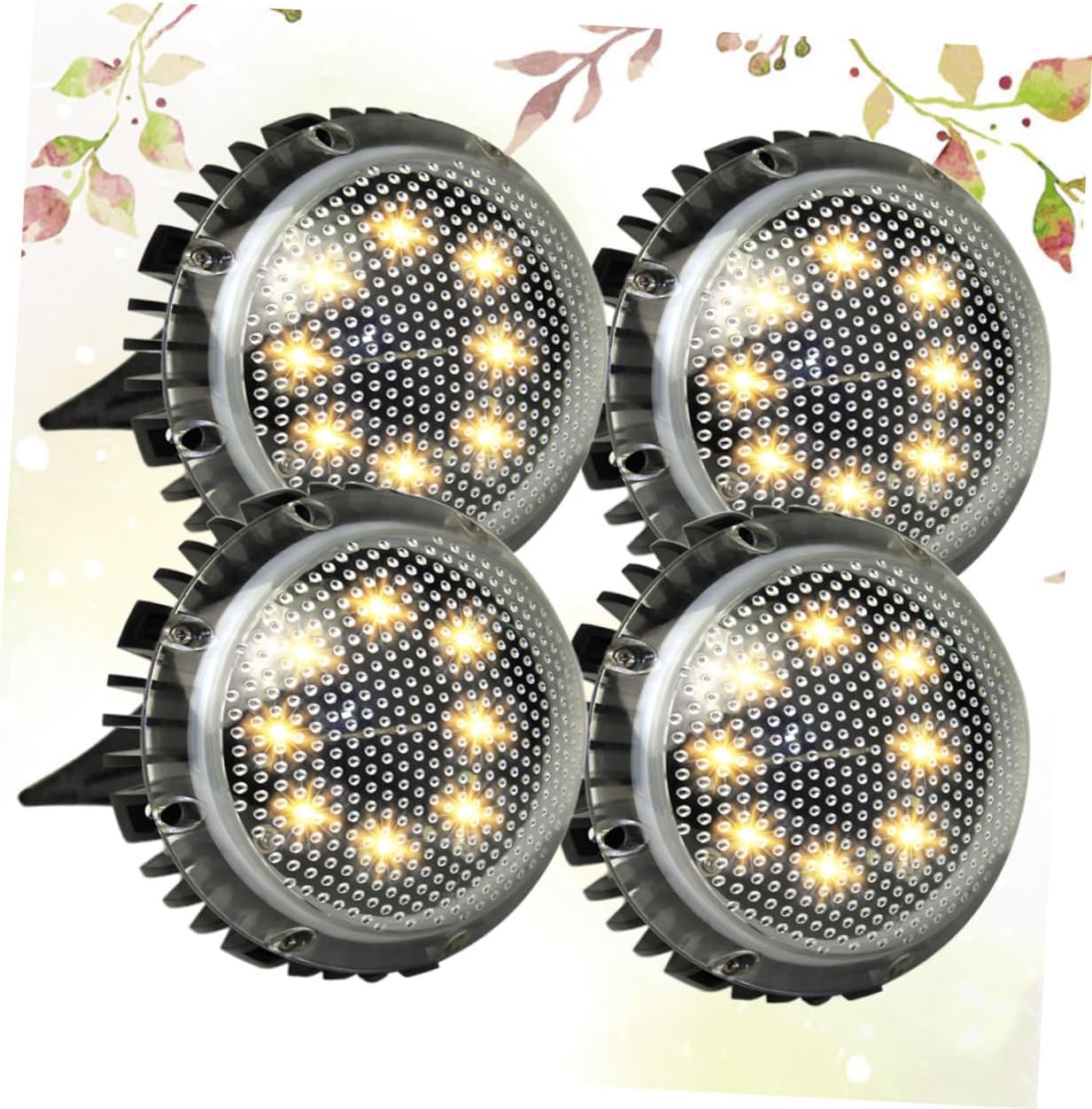 BESPORTBLE 4pcs Solar-Powered LED Lawn Garden Lights, Outdoor Ground Landscape Disc Lamps with Warm Light, In-ground Solar Lighting for Patio Walkway Driveway