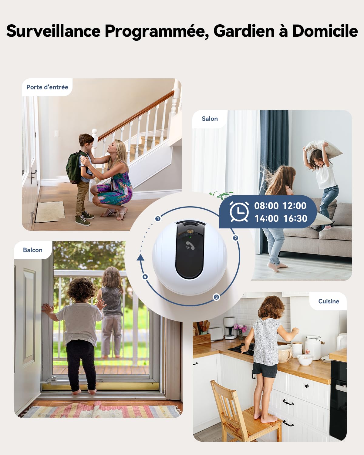 Imou 2K 3MP Caméra Surveillance WiFi Intérieur 360° Wi-Fi 6 Double-Bande Vision Nocturne Couleur Détection Personnes Animaux Suivi Intelligent Compatible Alexa