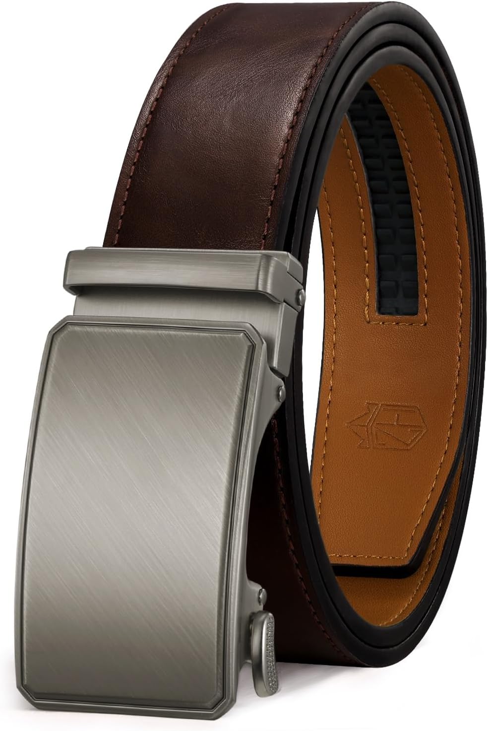 Zitahli Mens Belt Leather Ratchet Belt -Customizable Fit For Dress Casual Every Day with Adjustable Buckle,Men Gift With Box