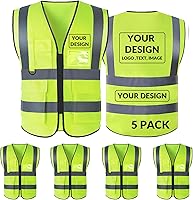 Vista 36 de BeautyWill Chaleco de seguridad con logotipo personalizado, Hi Vis Clase 2, chaleco reflectante de construcción unisex con 5 bolsillos