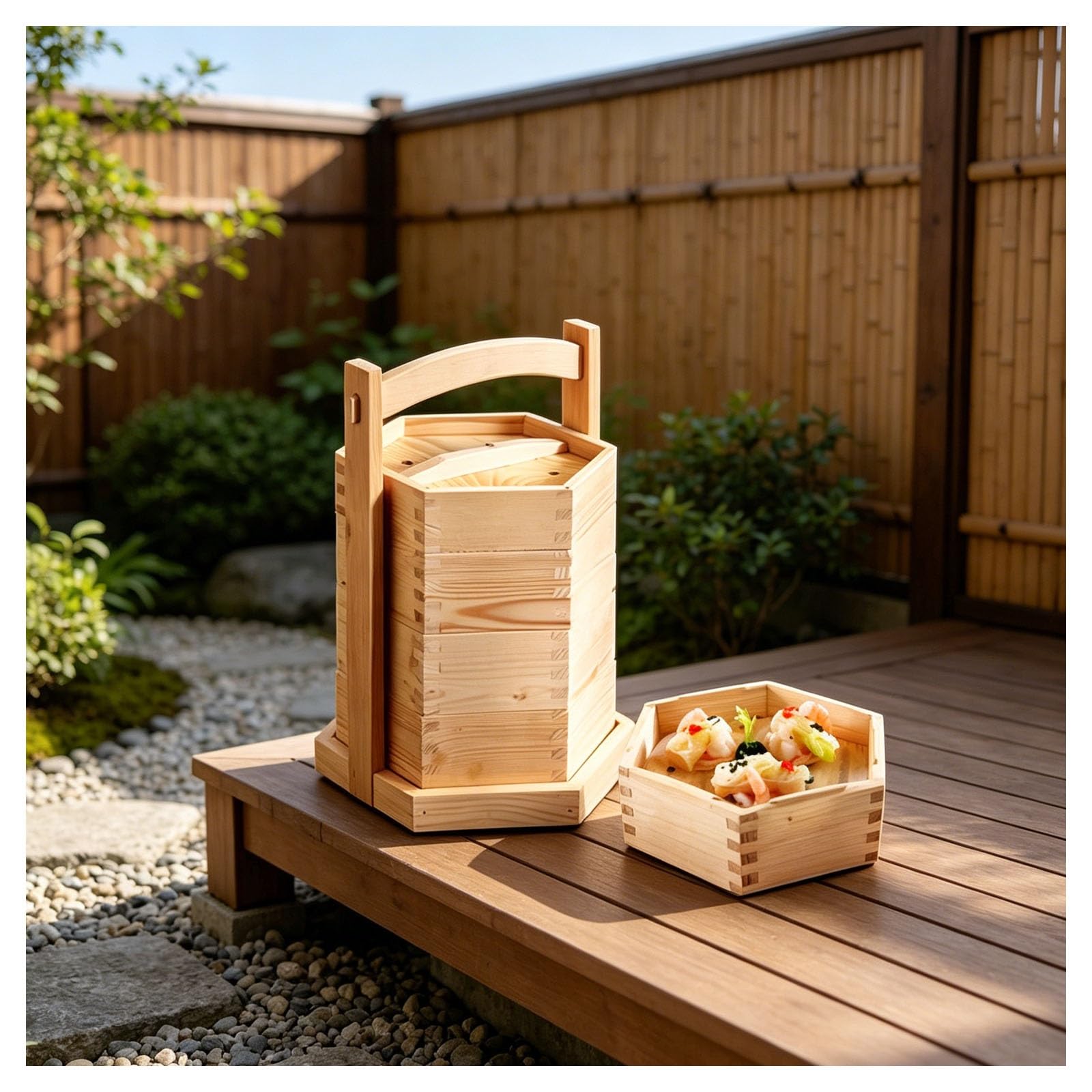 Cesta de hecha a mano con tapa, vaporizador de madera portátil de 3 niveles, vaporizador chino de bola de masa, for arroz y verduras Dim Sum